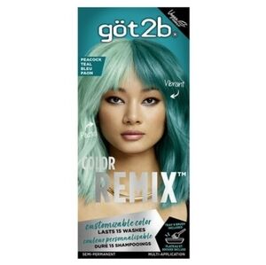 Got2b Color Remix, Customizable Semi-Permanent Hair Color, 097 Peacock Teal